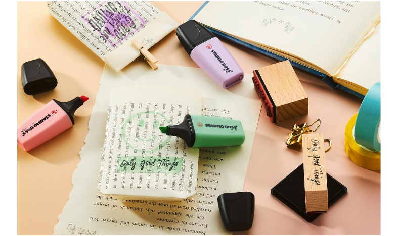 Highlighter - STABILO BOSS MINI Pastel - Pack of 6 - Assorted Colours