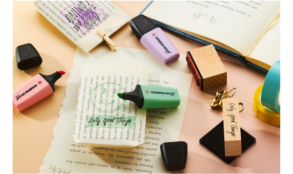 Highlighter - STABILO BOSS MINI Pastel - Pack of 6 - Assorted Colours