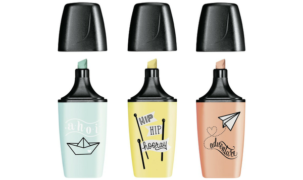 Highlighter - STABILO BOSS MINI Pastellove - Pack of 3 - Turquoise, Yellow, Peach