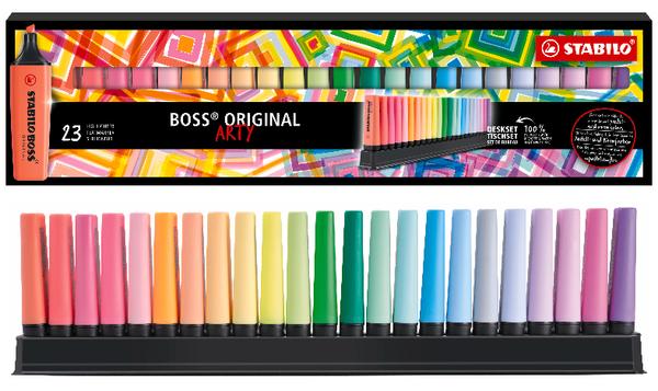 Highlighter - STABILO BOSS ORIGINAL - ARTY - Deskset of 23 - Assorted Colours