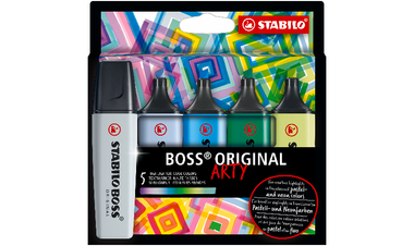 Highlighter - STABILO BOSS ORIGINAL - ARTY - Pack of 5 - Cool Colours