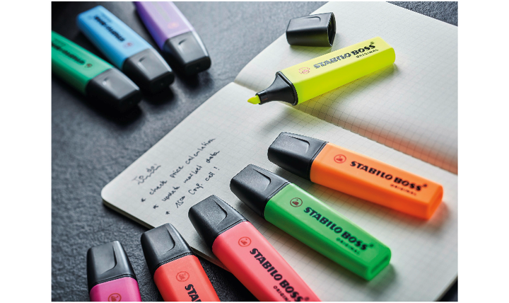 Highlighter - STABILO BOSS ORIGINAL - Deskset of 15 - 9 Fluorescent Colours + 6 Pastel Colours