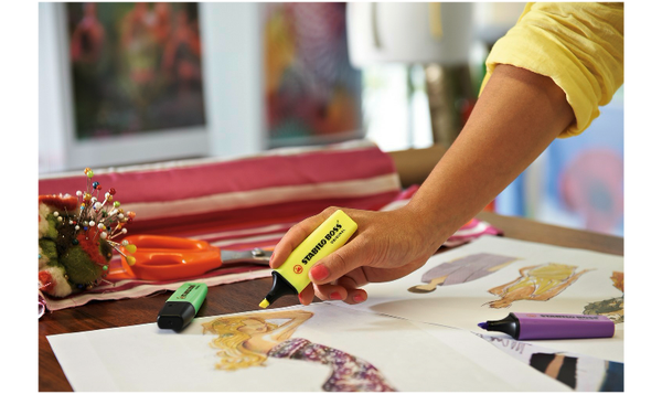 Highlighter - STABILO BOSS ORIGINAL - Pack of 4 - Yellow, Orange, Green, Pink