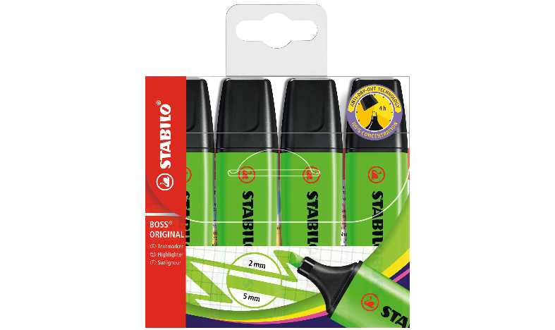 Highlighter - STABILO BOSS ORIGINAL - Pack of 4 - Green