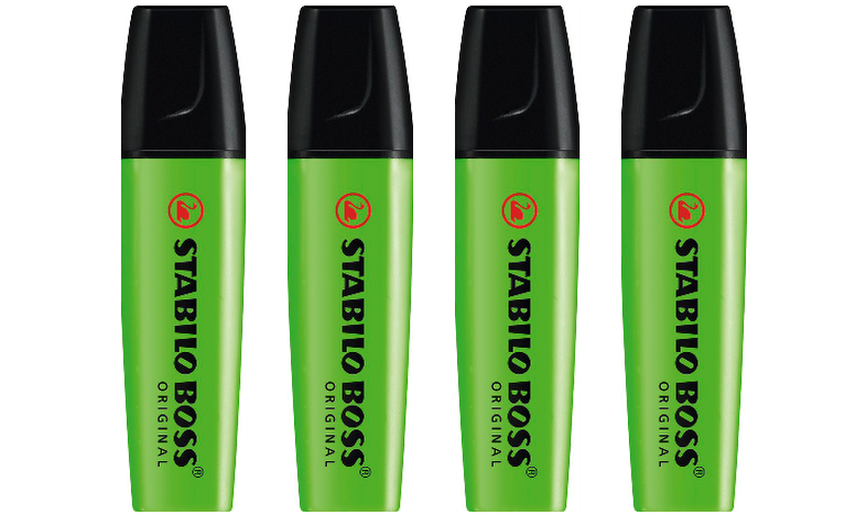 Highlighter - STABILO BOSS ORIGINAL - Pack of 4 - Green