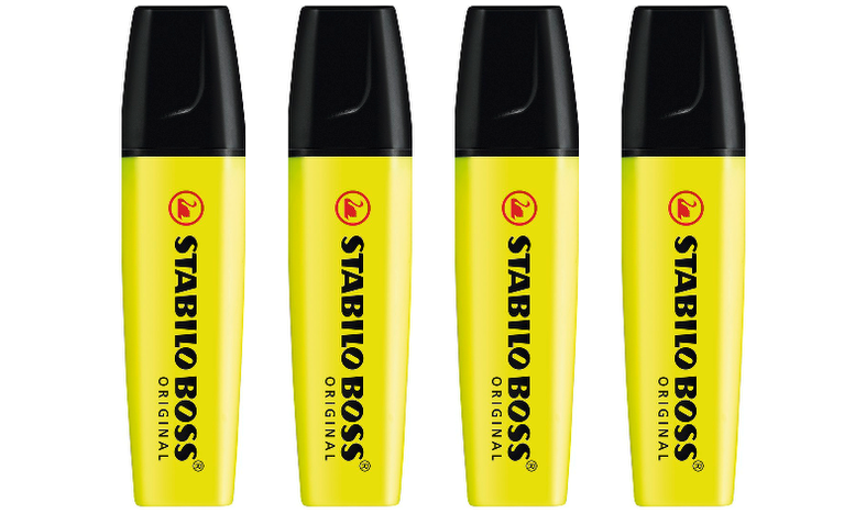 Highlighter - STABILO BOSS ORIGINAL - Pack of 4 - Yellow