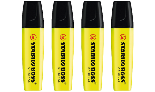 Highlighter - STABILO BOSS ORIGINAL - Pack of 4 - Yellow
