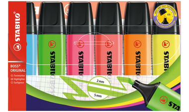 Highlighter - STABILO BOSS ORIGINAL - Pack of 6 - Assorted Colours