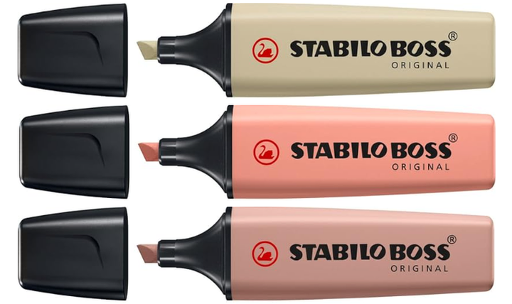 Highlighter - STABILO BOSS ORIGINAL NatureCOLORS - Pack of 3 - Mud Green, Sienna, Umber
