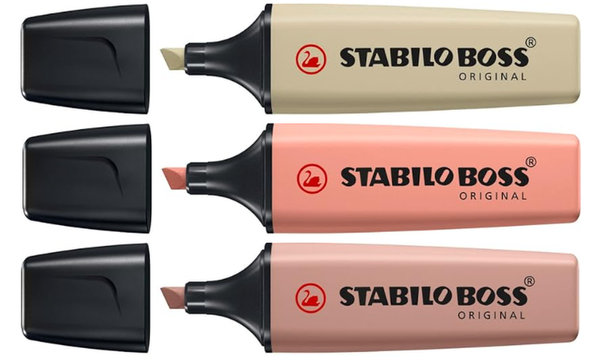Highlighter - STABILO BOSS ORIGINAL NatureCOLORS - Pack of 3 - Mud Green, Sienna, Umber