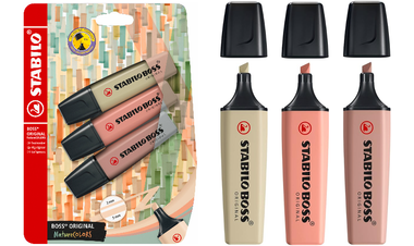 Highlighter - STABILO BOSS ORIGINAL NatureCOLORS - Pack of 3 - Mud Green, Sienna, Umber