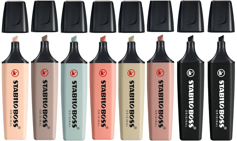 HIGHLIGHTERS, STABILO BOSS ORIGINAL, Small Packs, 8 Assorted Colours