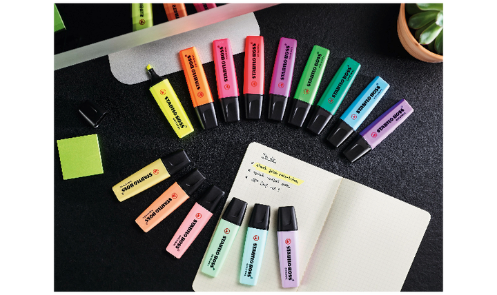 Highlighter - STABILO BOSS ORIGINAL Pastel - Deskset of 15 - Assorted Colours