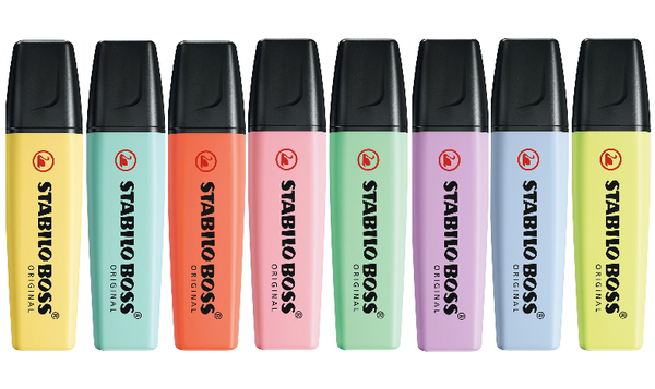Highlighter - STABILO BOSS ORIGINAL Pastel - Pack of 8 - Assorted Colours