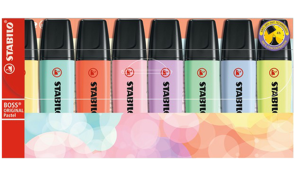 Highlighter - STABILO BOSS ORIGINAL Pastel - Pack of 8 - Assorted Colours