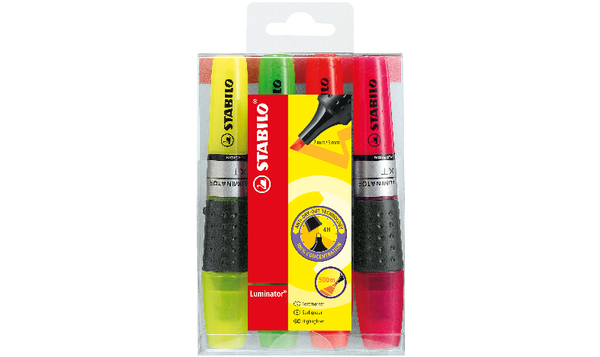 Highlighter - STABILO LUMINATOR - Pack of 4 - Yellow, Green, Orange, Pink