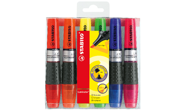 Highlighter - STABILO LUMINATOR - Pack of 6 - Assorted Colours