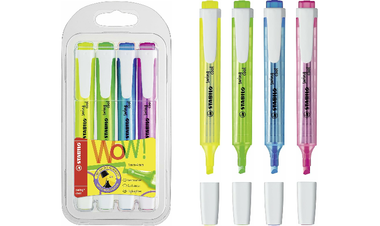Highlighter - STABILO swing cool - Pack of 4 - Yellow, Green, Blue, Pink