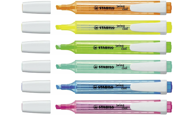 Highlighter - STABILO swing cool - Pack of 6 - Assorted Colours
