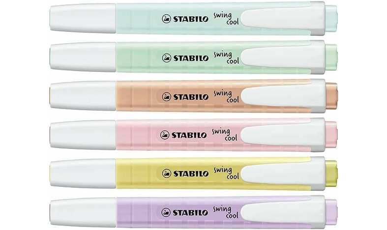 Highlighter - STABILO swing cool Pastel - Pack of 6 - Assorted Colours