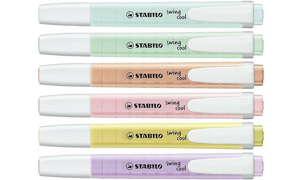 Highlighter - STABILO swing cool Pastel - Pack of 6 - Assorted Colours