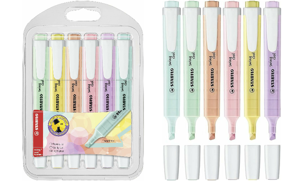Highlighter - STABILO swing cool Pastel - Pack of 6 - Assorted Colours