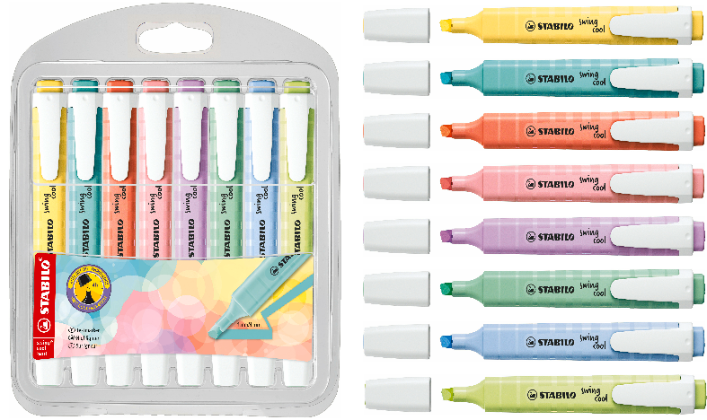 STABILO EO275/18-01-5 Tekstmarkeerstift - swing cool - 18 stuks bureauset - met 18 verschillende kleuren, 8 neonkleuren en 10 pastelkleuren STABILO EO275/18-01-5 Tekstmarkeerstift - swing cool - 18 stuks bureauset - met 18 verschillende kleuren, 8 neonkleuren en 10 pastelkleuren