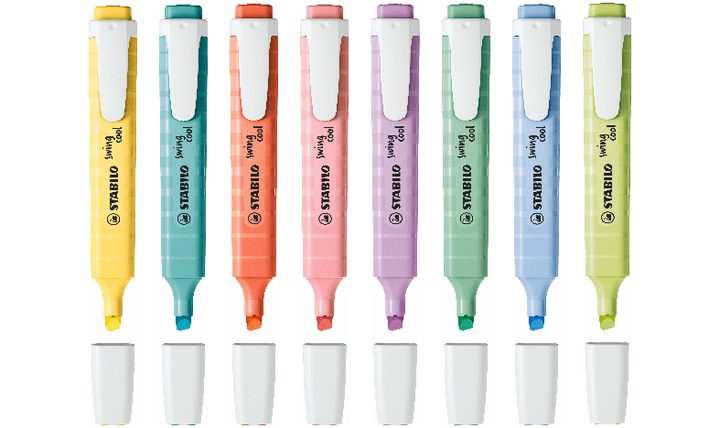 Highlighter - STABILO swing cool Pastel - Pack of 8 - Assorted Colours