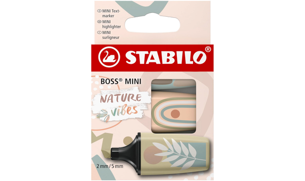 Highlighter - STABILO BOSS MINI Naturevibes - Pack of 3 - Mud Green, Earth Green, Beige