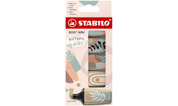 Highlighter - STABILO BOSS MINI Naturevibes - Pack of 5 Assorted Colours