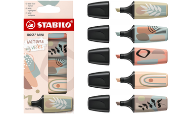 Highlighter - STABILO BOSS MINI Naturevibes - Pack of 5 Assorted Colours