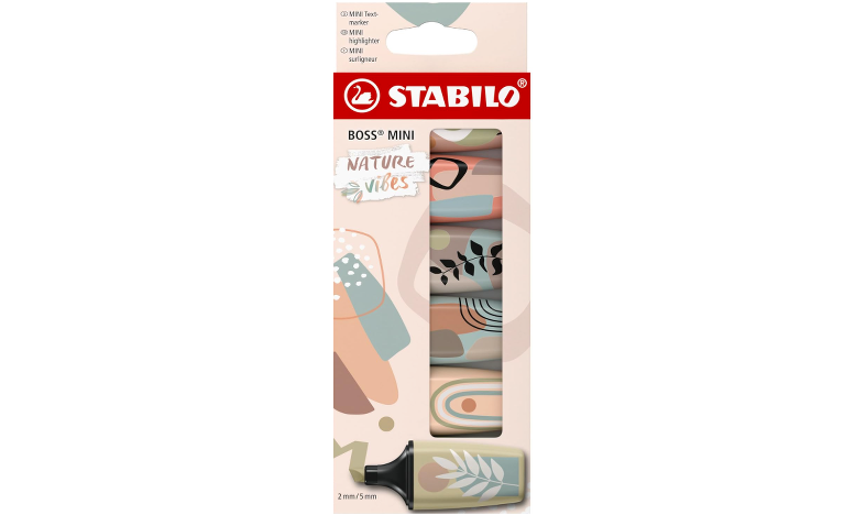 Highlighter - STABILO BOSS MINI Naturevibes - Pack of 6 Assorted Colours
