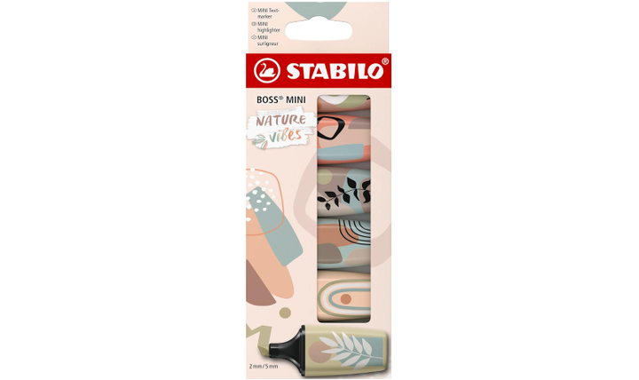 Highlighter - STABILO BOSS MINI Naturevibes - Pack of 6 Assorted Colours