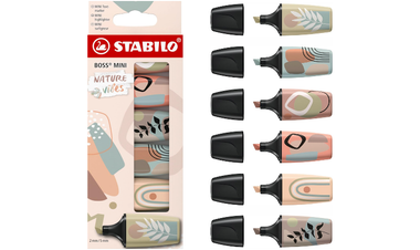 Highlighter - STABILO BOSS MINI Naturevibes - Pack of 6 Assorted Colours