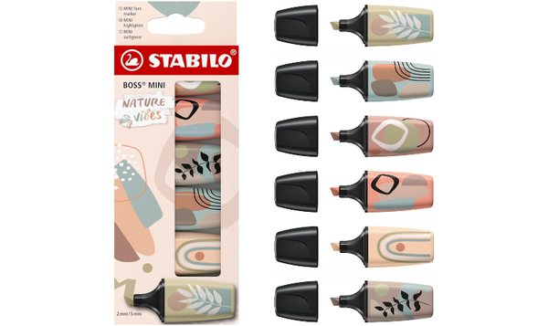 Highlighter - STABILO BOSS MINI Naturevibes - Pack of 6 Assorted Colours