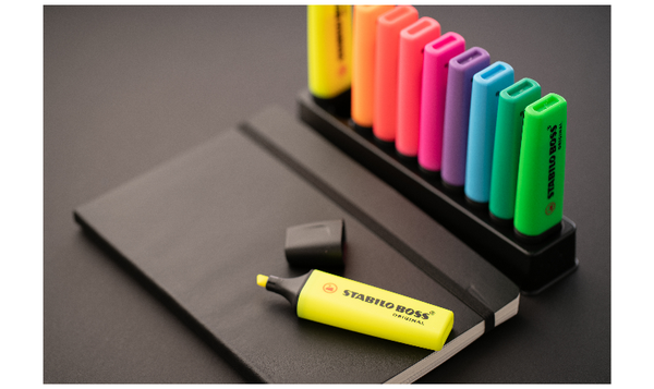 Highlighter - STABILO BOSS ORIGINAL - Deskset of 10 - 9 x Neon Colours