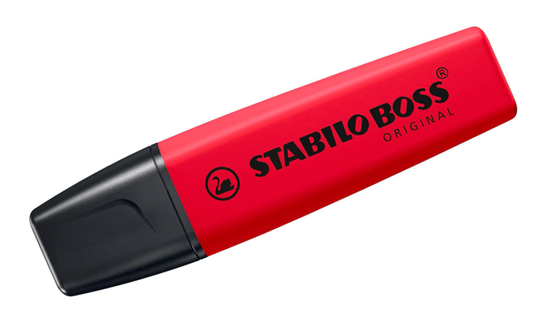 Highlighter - STABILO BOSS ORIGINAL - Pack of 1 - Real Red