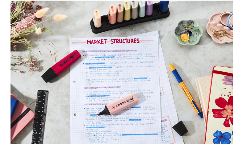 Highlighter - STABILO BOSS ORIGINAL NatureCOLOURS Wildflowers Edition - Deskset of 10 - Assorted Colours