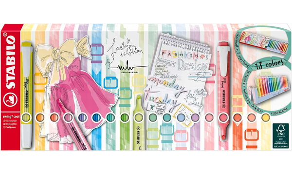 Highlighter - STABILO swing cool - Deskset of 18 - 8 Neon Colours & 10 Pastel Colours