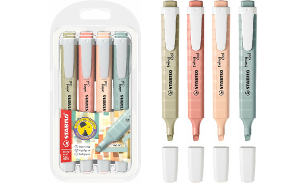 Highlighter - STABILO swing cool NatureCOLORS - Pack of 4 - Mud Green, Sienna, Beige, Warm Grey