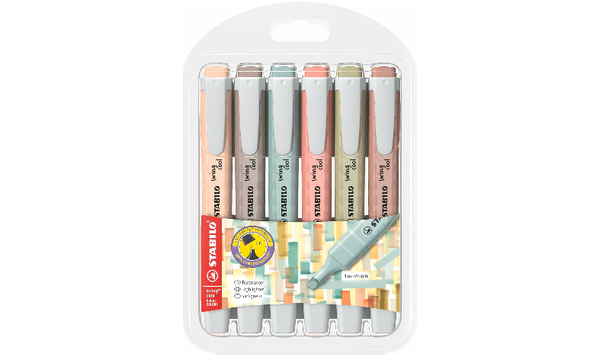 Highlighter - STABILO swing cool NatureCOLORS - Pack of 6 - Assorted Colours