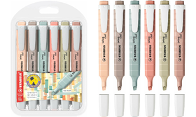 Highlighter - STABILO swing cool NatureCOLORS - Pack of 6 - Assorted Colours
