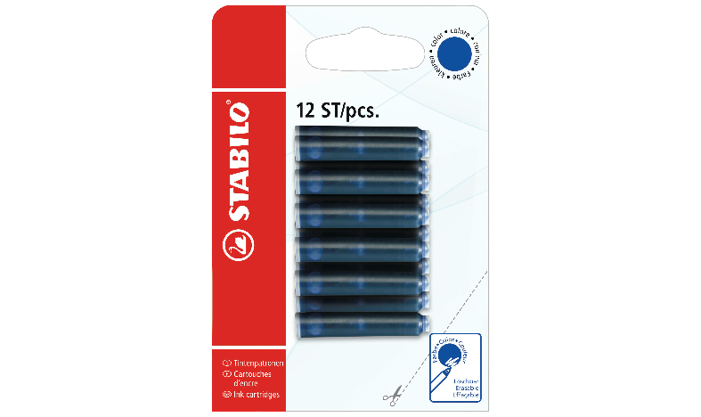 Ink Cartridges for Refilling - STABILO Refills - Pack of 12 - Blue
