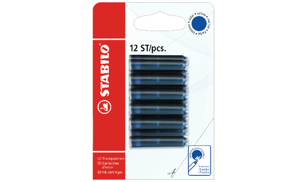 Ink Cartridges for Refilling - STABILO Refills - Pack of 12 - Blue