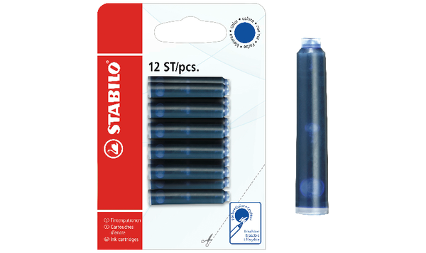 Ink Cartridges for Refilling - STABILO Refills - Pack of 12 - Blue