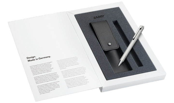 LAMY 240 KS econ Brushed Ballpoint Pen and Leather Pouch set