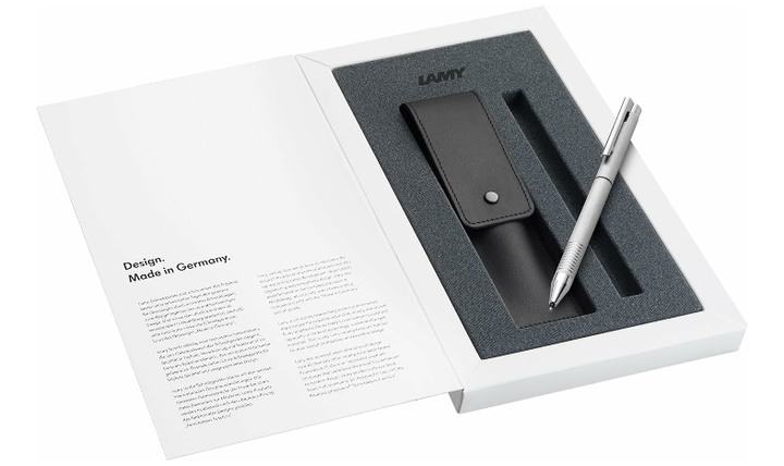 LAMY 606 MS logo Brushed Twin Pen and Leather Pouch set