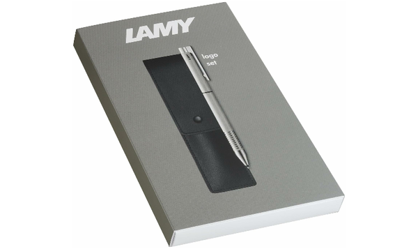 LAMY 606 MS logo Brushed Twin Pen and Leather Pouch set