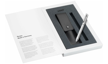 LAMY 606 MS logo Brushed Twin Pen and Leather Pouch set