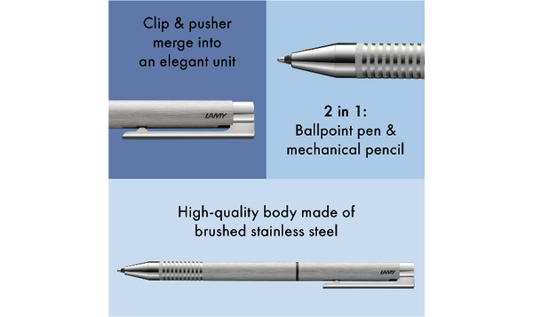 LAMY 606 MS logo Brushed Twin Pen and Leather Pouch set